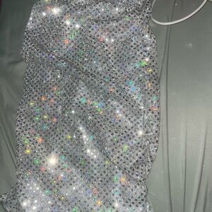 Sparkling Silver Rhinestone dancer moneybag large